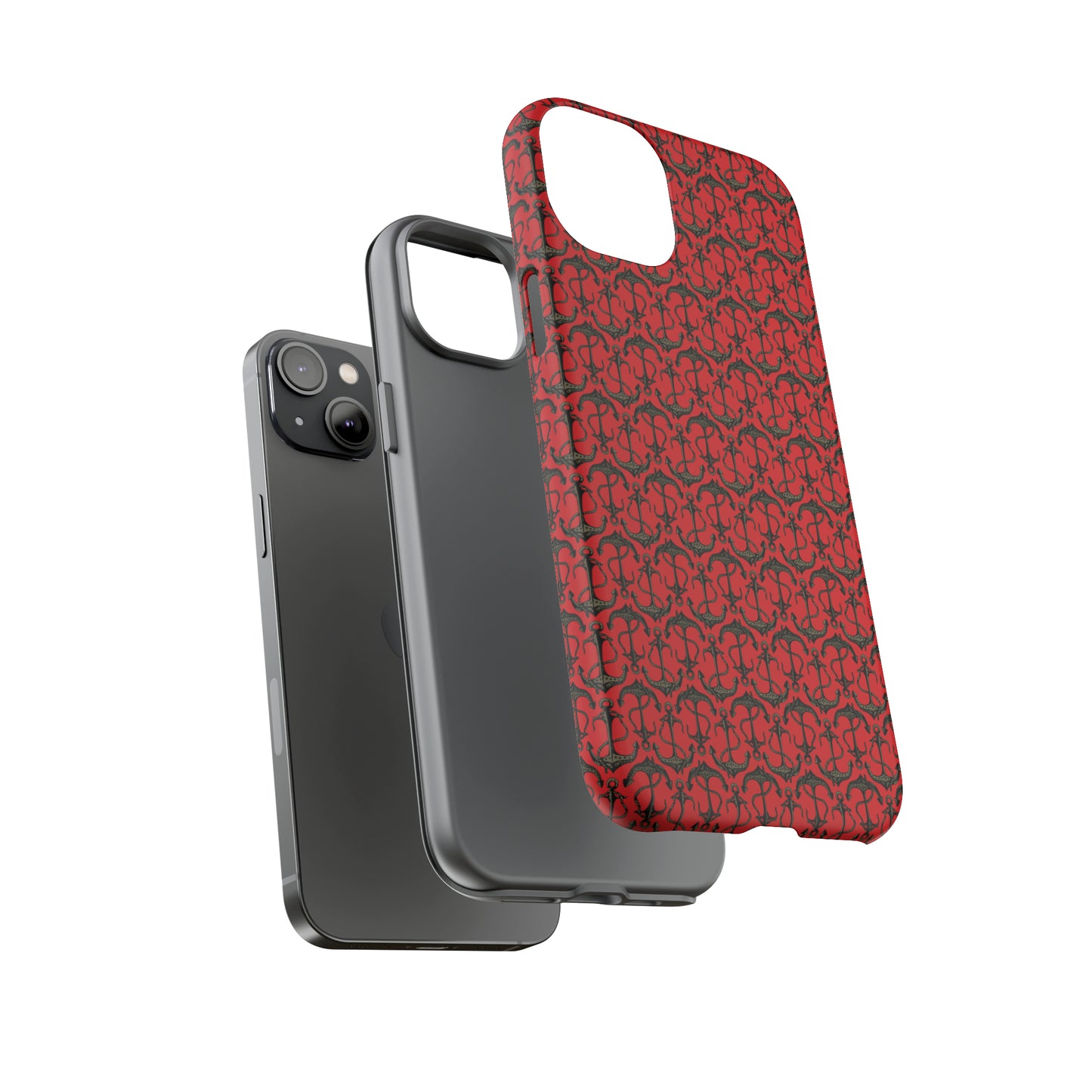 Anchors Away - Black Gray - Scarlet de0000 - Tough Cases