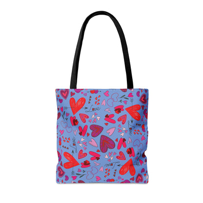 Heart Doodles - Fennel Flower 74a6ff - Tote Bag