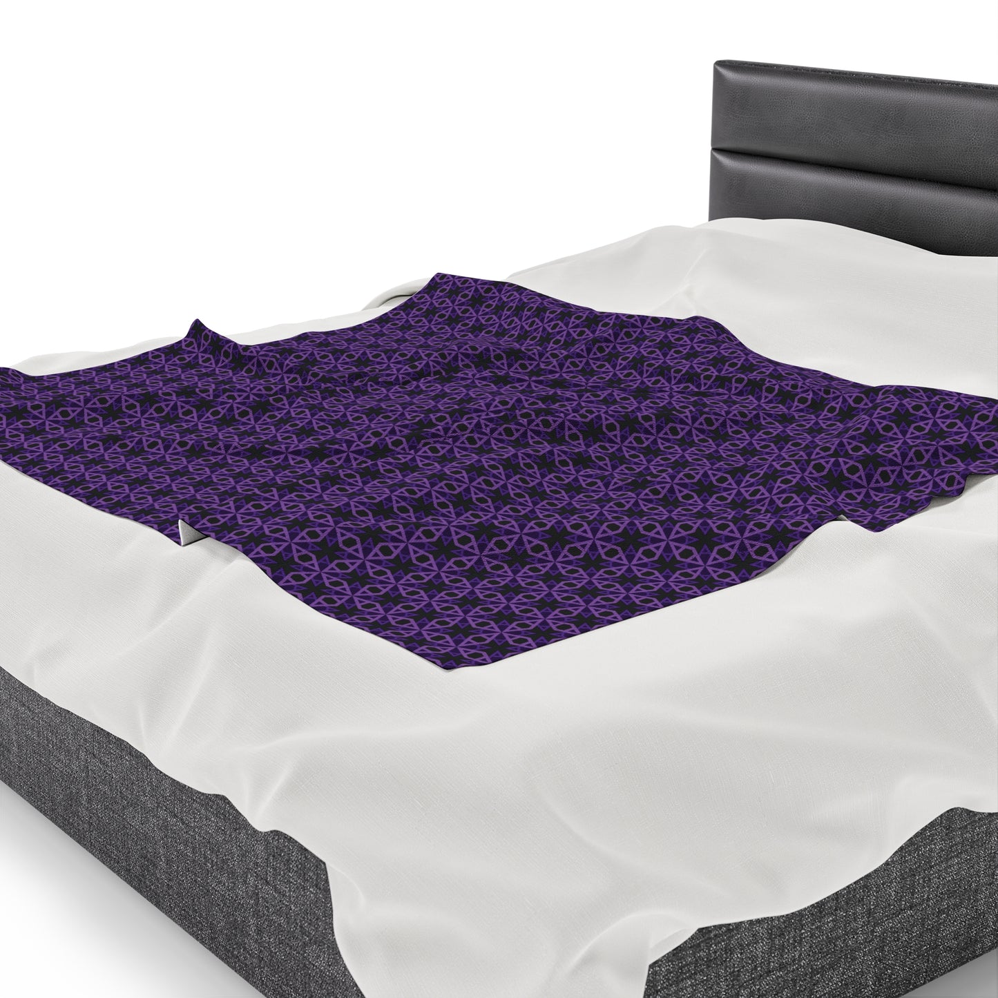 Letter Art - A - Purple - Black 000000 - Velveteen Plush Blanket