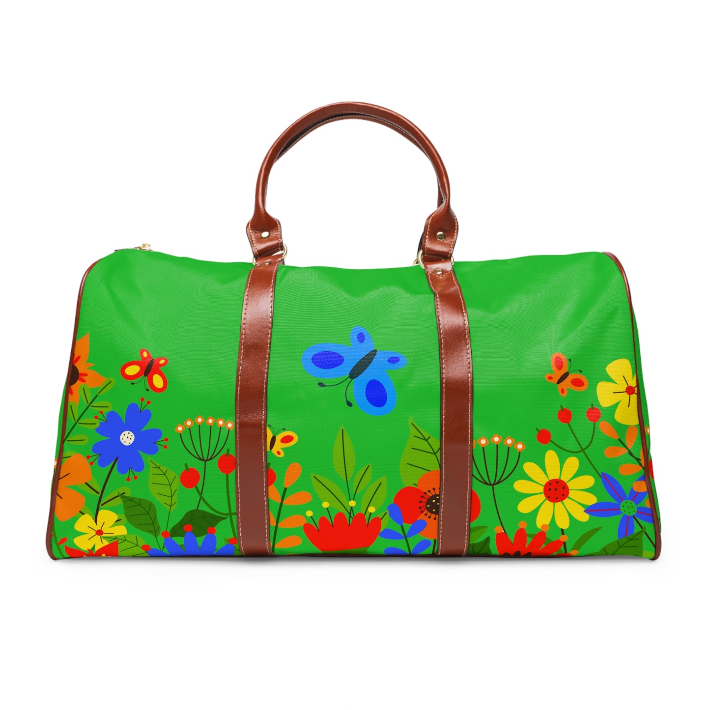 Bright Summer flowers - Lime Green 21C12E - Waterproof Travel Bag