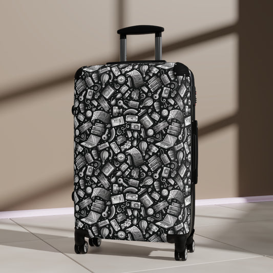 Travel Vibes - Gray on Black 000000 - Suitcase