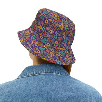 Playful Spring Flowers - Purple Heart 5412AB - Bucket Hat (AOP)