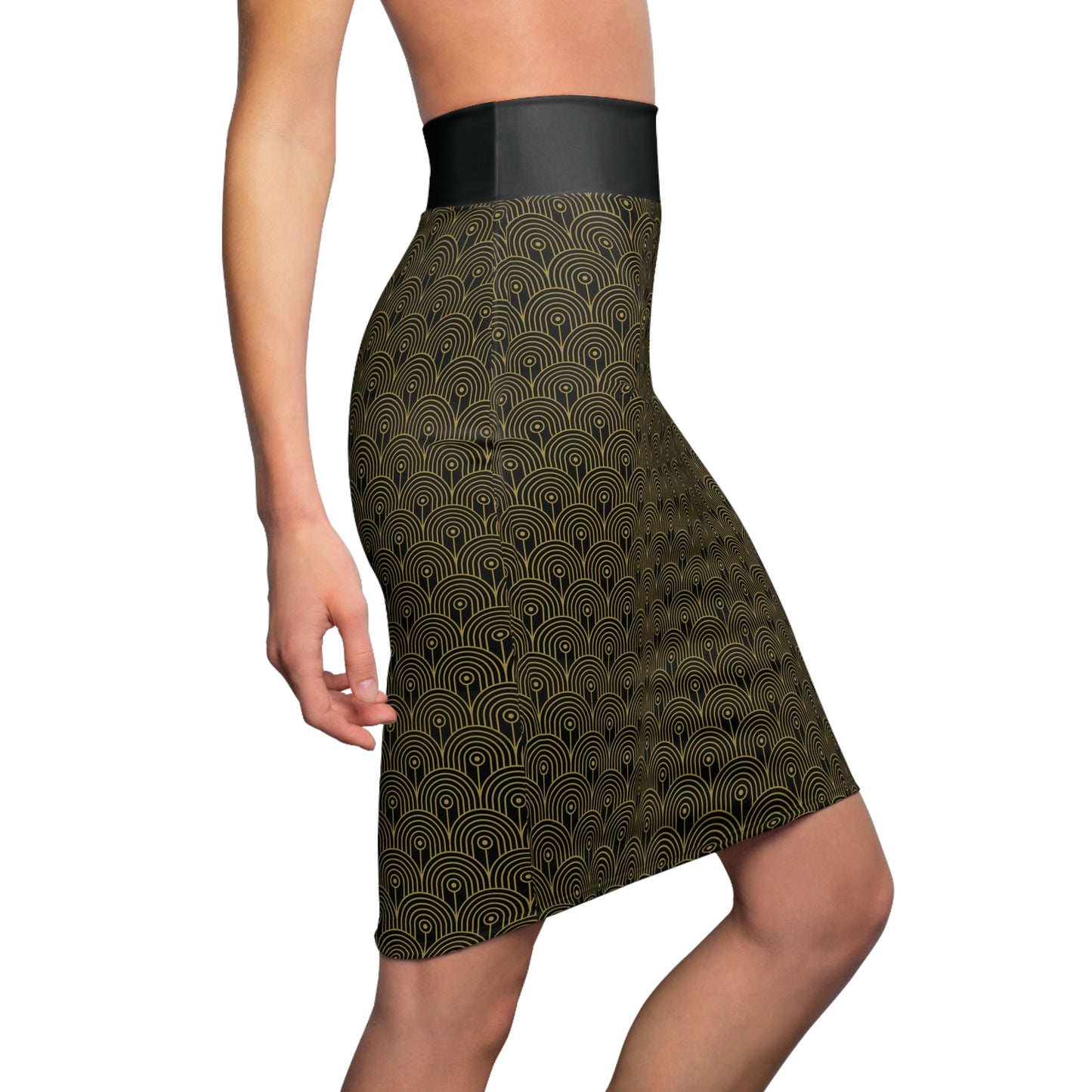 Art Deco 10 - Black 000000 - Women's Pencil Skirt