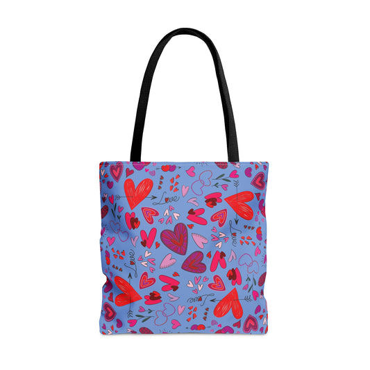 Heart Doodles - Fennel Flower 74a6ff - Tote Bag