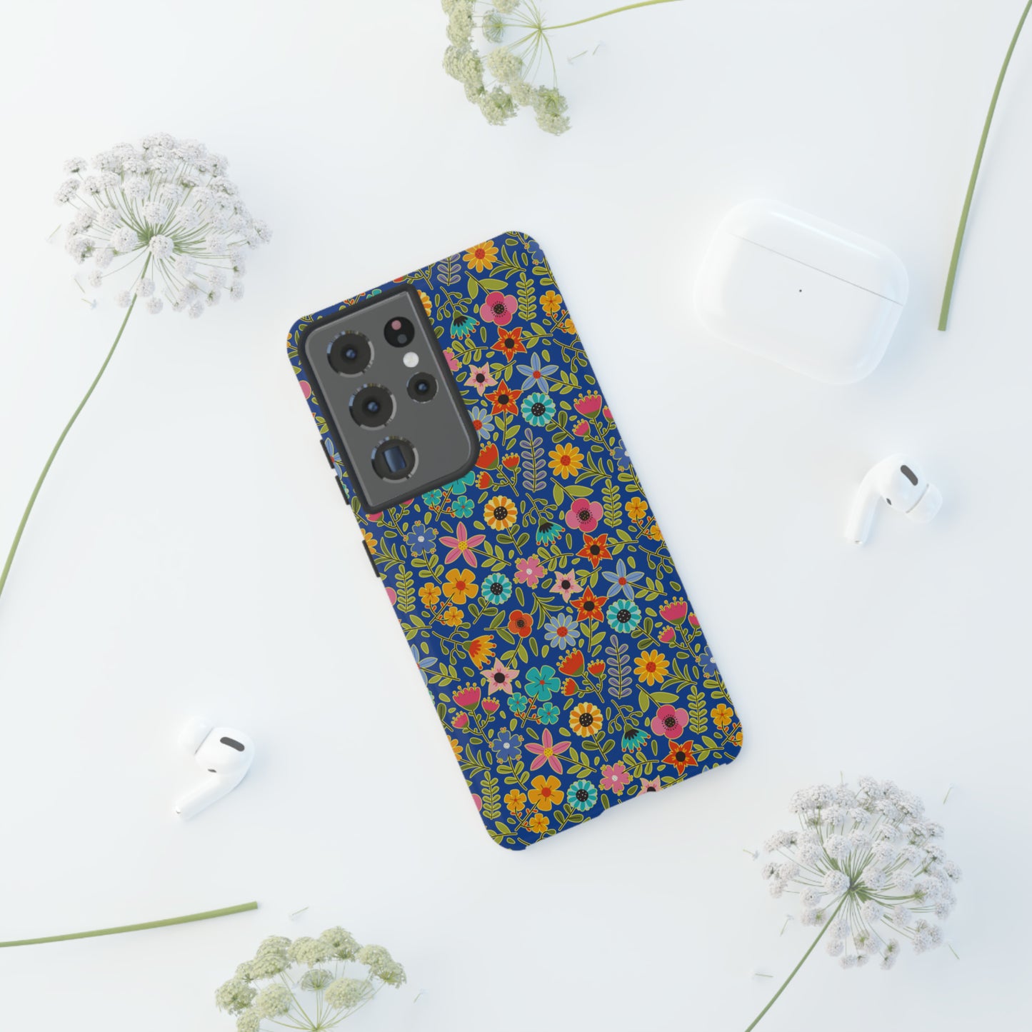 Playful Spring flowers - blue - Tough Cases