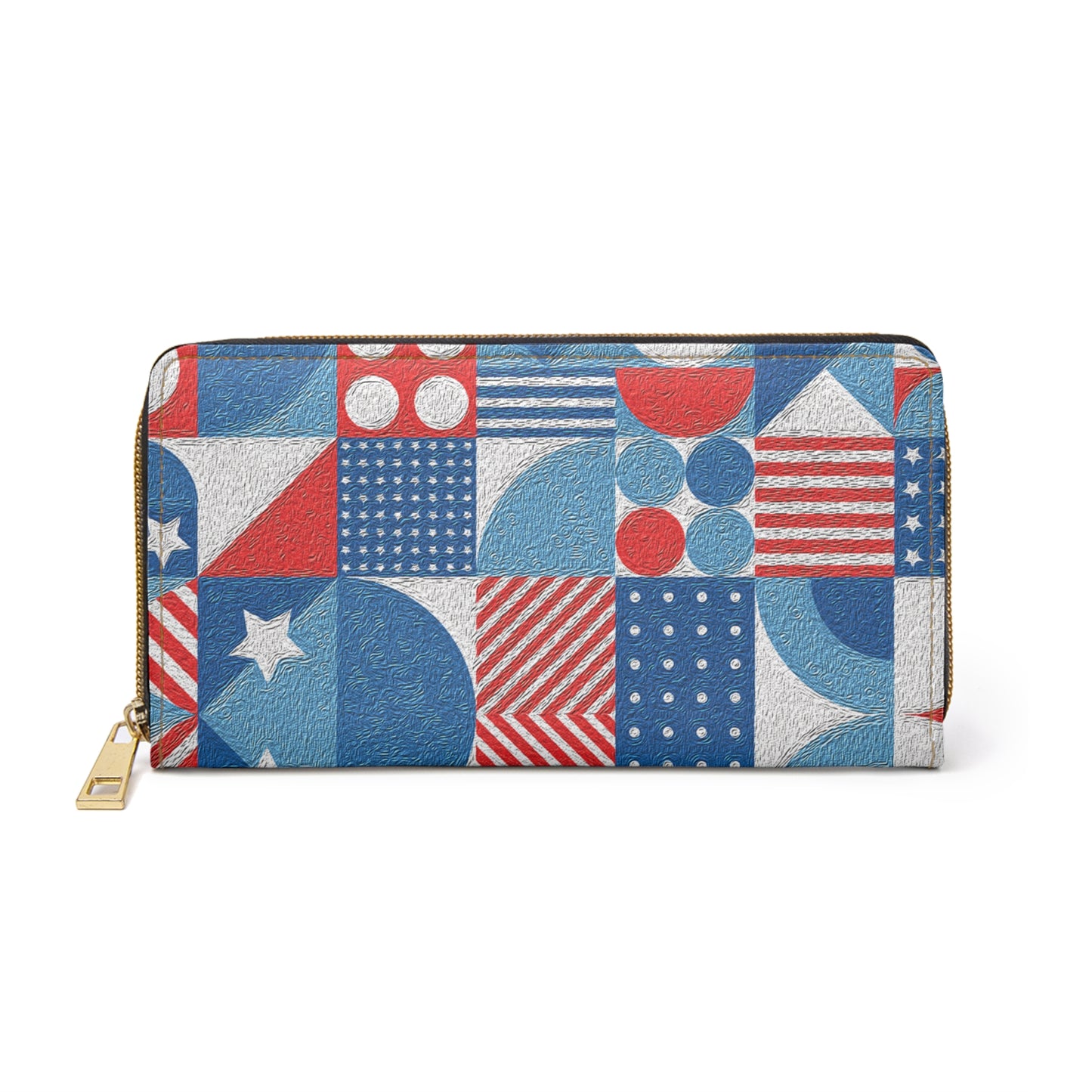 Red White and Blue Bold Pattern - Oil Paint Texture - BIG - Zipper Wallet