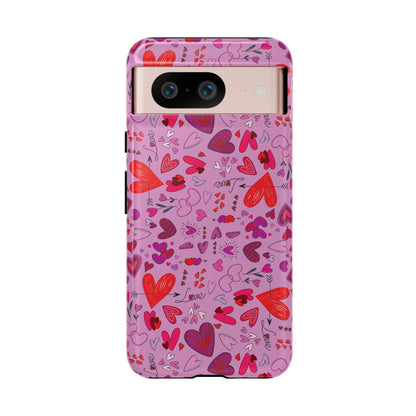 Heart Doodles - Fuschia Pink ff8eff - Tough Cases