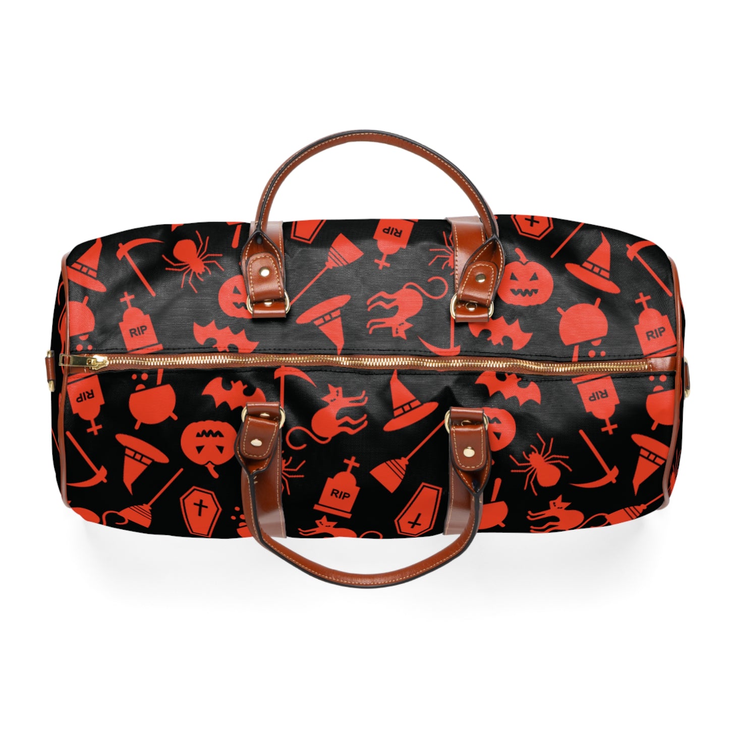 Halloween Scaries - Big - Orange - Black 000000 - Waterproof Travel Bag