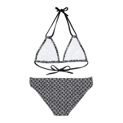 Letter Art - H - Gray - Black 000000 - Strappy Bikini Set