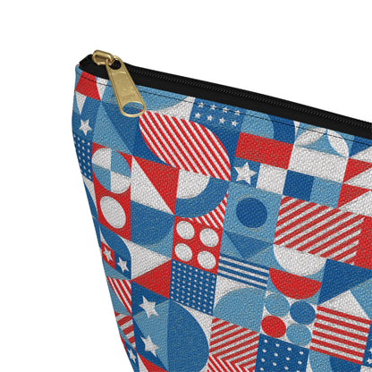 Red White and Blue Bold Pattern - Oil Paint Texture - Accessory Pouch w T-bottom