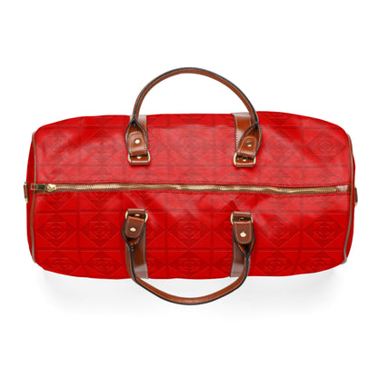 Embossed Geometric Pattern - Red - Waterproof Travel Bag