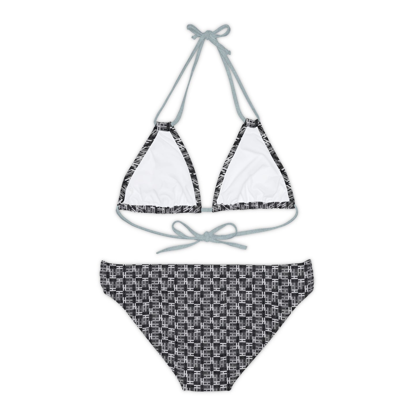 Letter Art - H - Gray - Black 000000 - Strappy Bikini Set