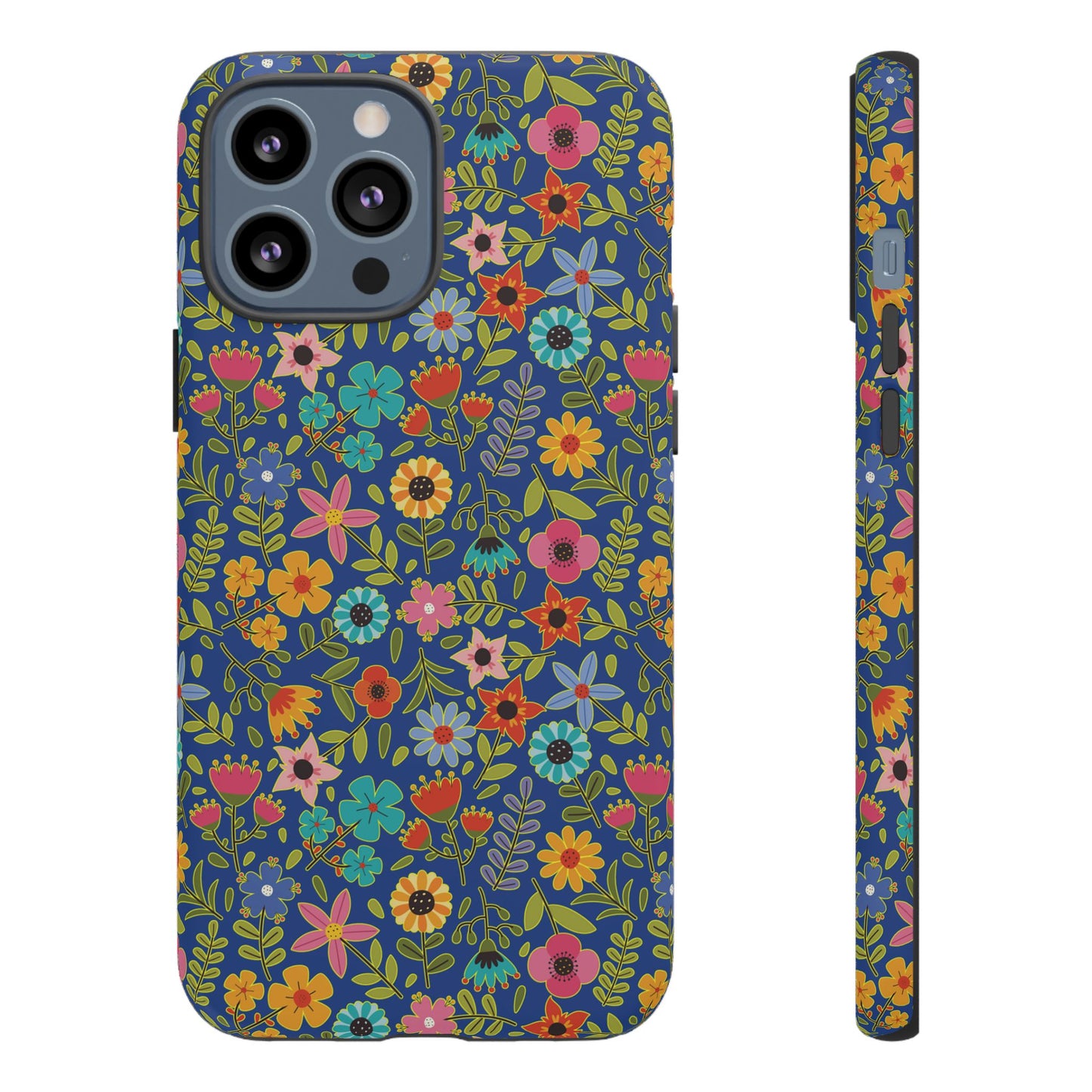 Playful Spring flowers - blue - Tough Cases