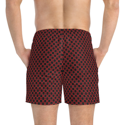 Pixel Petals - Red - Black - Swim Trunks