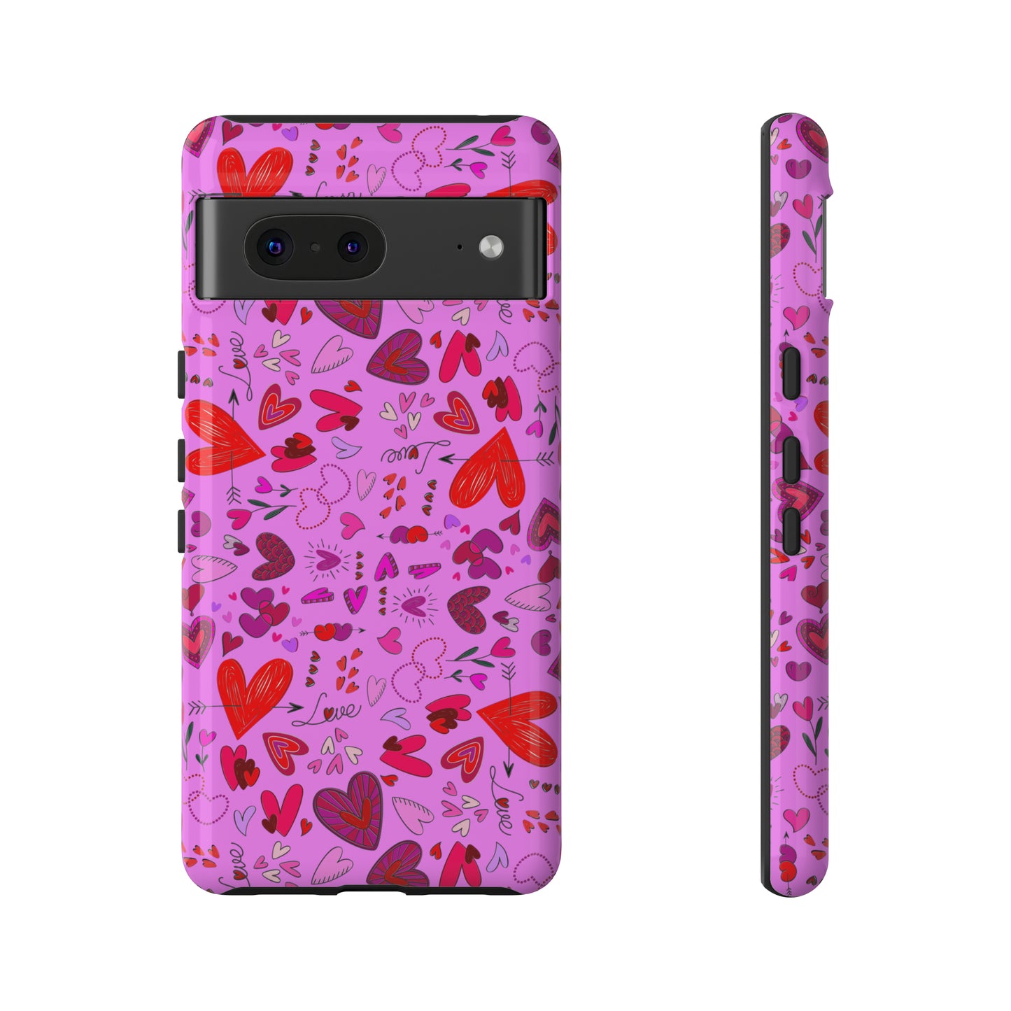 Heart Doodles - Fuschia Pink ff8eff - Tough Cases