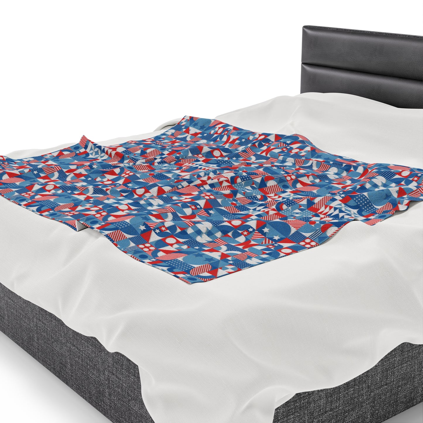 Red White and Blue Bold Pattern - Oil Paint Texture - Velveteen Plush Blanket