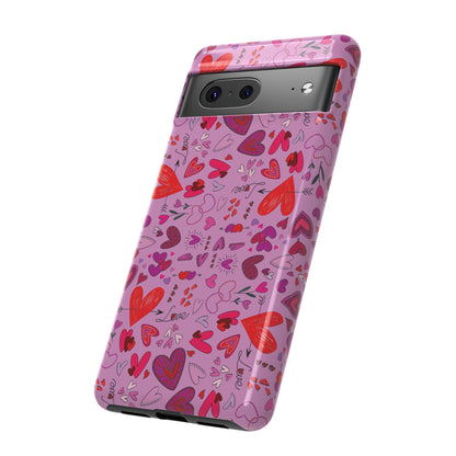 Heart Doodles - Fuschia Pink ff8eff - Tough Cases