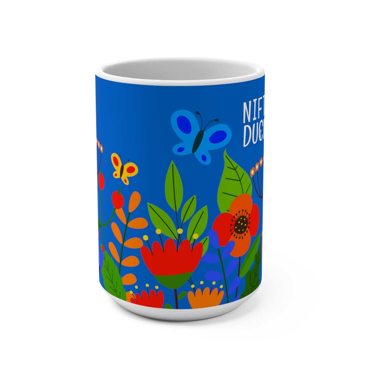 Bright Summer flowers - Denim 0066cc - Mug 15oz