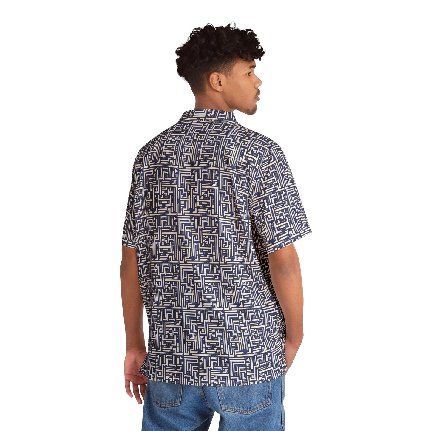 Futuristic Pattern - Blue - Men's Hawaiian Shirt