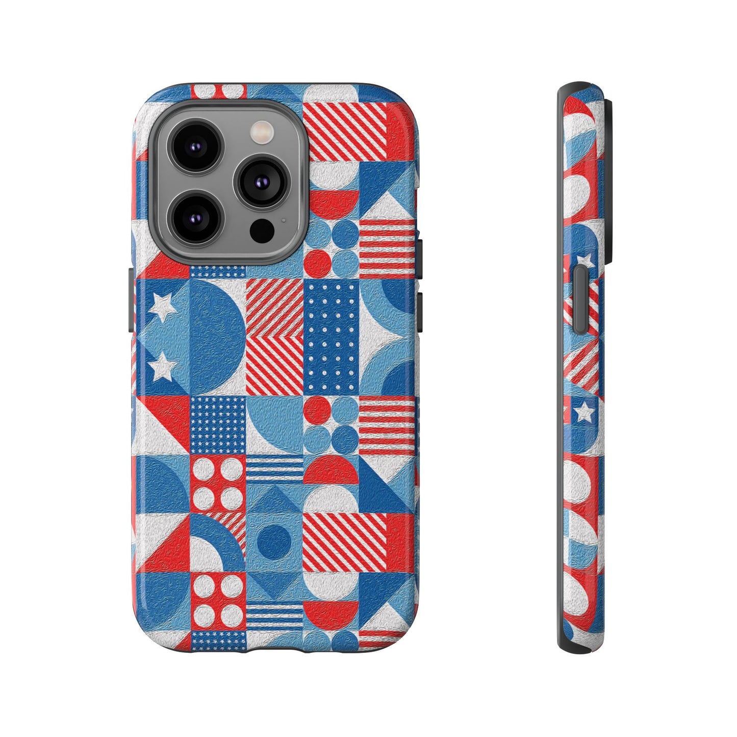 Red White and Blue Bold Pattern - BIG - Oil Paint Texture - Tough Cases