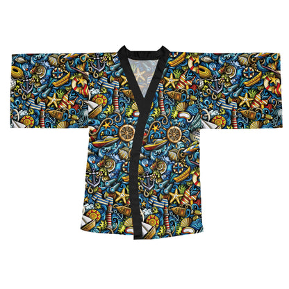 Nautical Doodles - Long Sleeve Kimono Robe (AOP)