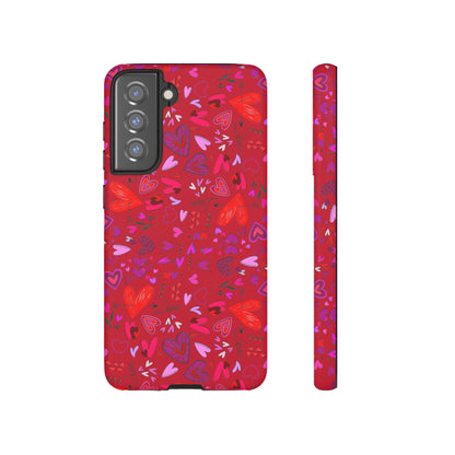 Heart Doodles - Fire Engine Red c8092e - Tough Cases