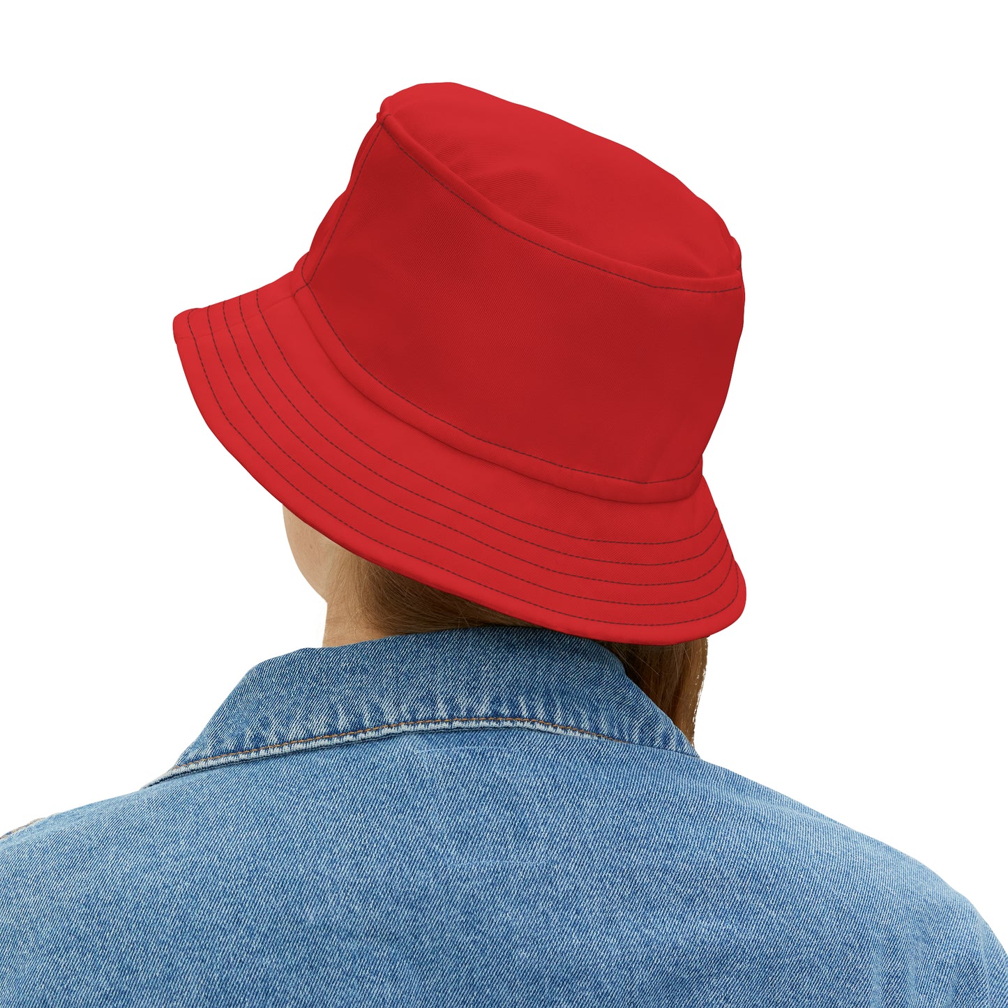 Nifty Ducks Co -  Logo - Scarlet de0000 - Bucket Hat (AOP)