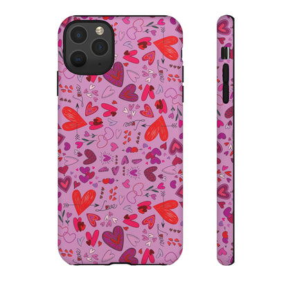 Heart Doodles - Fuschia Pink ff8eff - Tough Cases