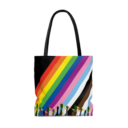 Ducks Marching - Pride Colors - Black - Tote Bag