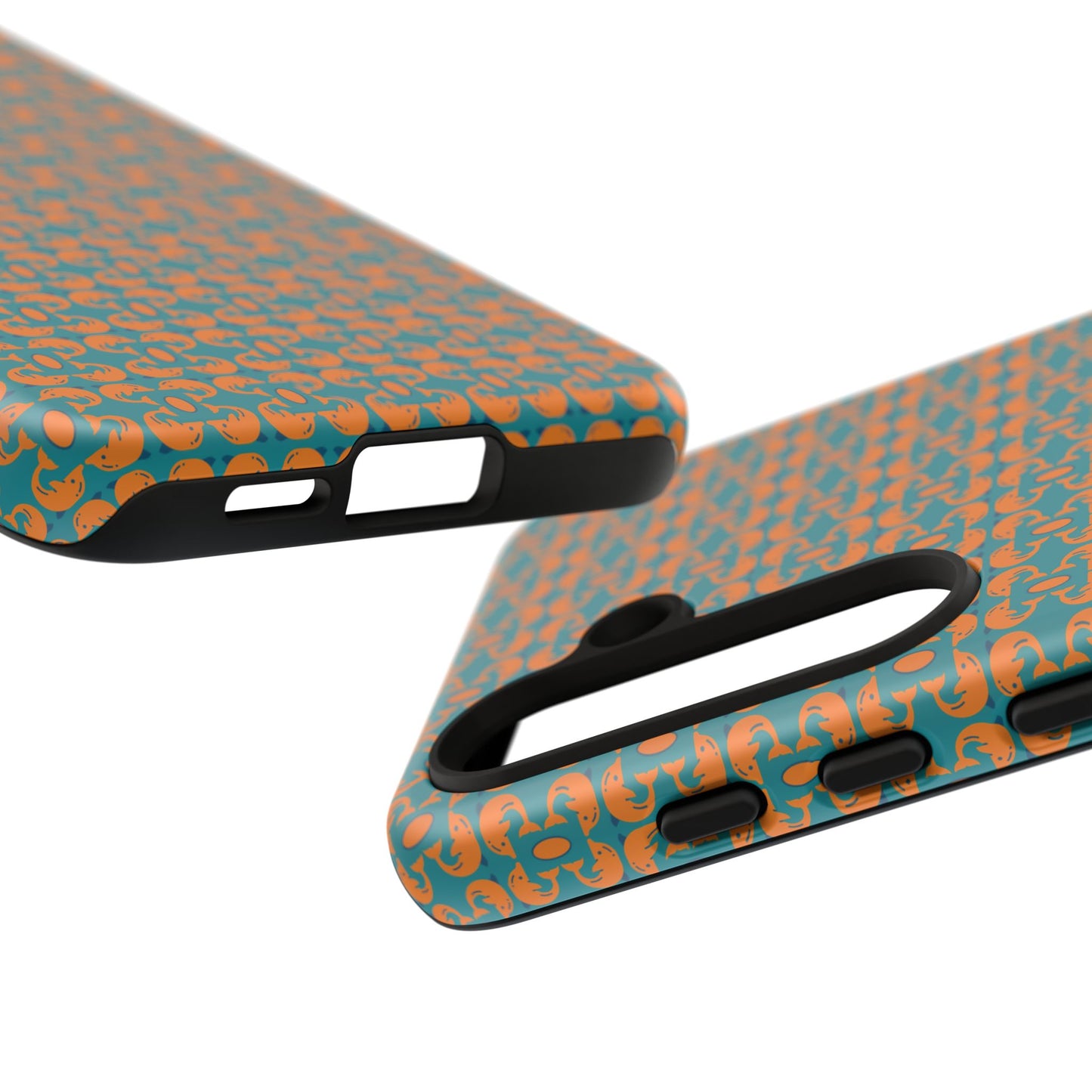 Playful dolphins - Orange - Aqua 008E97 - Tough Cases