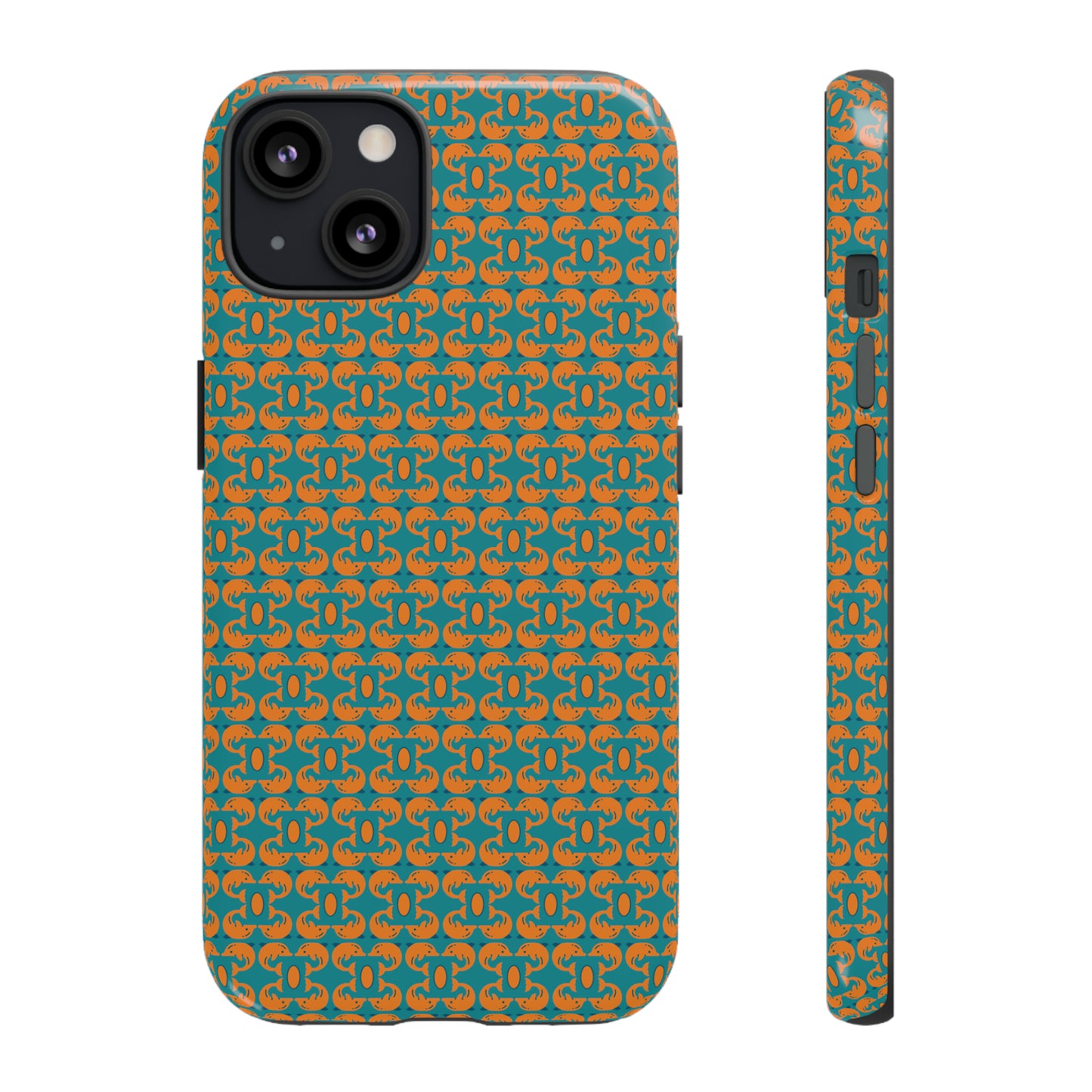 Playful dolphins - Orange - Aqua 008E97 - Tough Cases