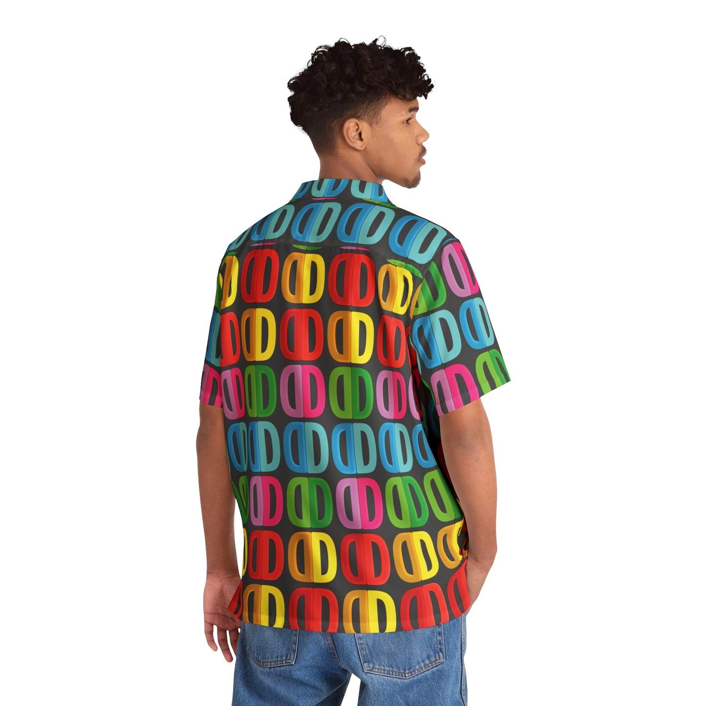 Letter Art - D - Black 000000 - Men's Hawaiian Shirt (AOP)