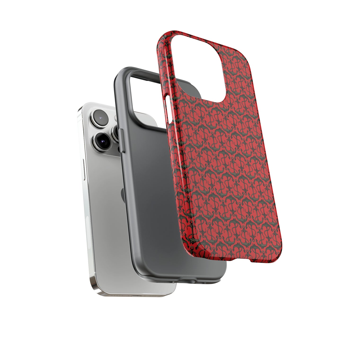 Anchors Away - Black Gray - Scarlet de0000 - Tough Cases