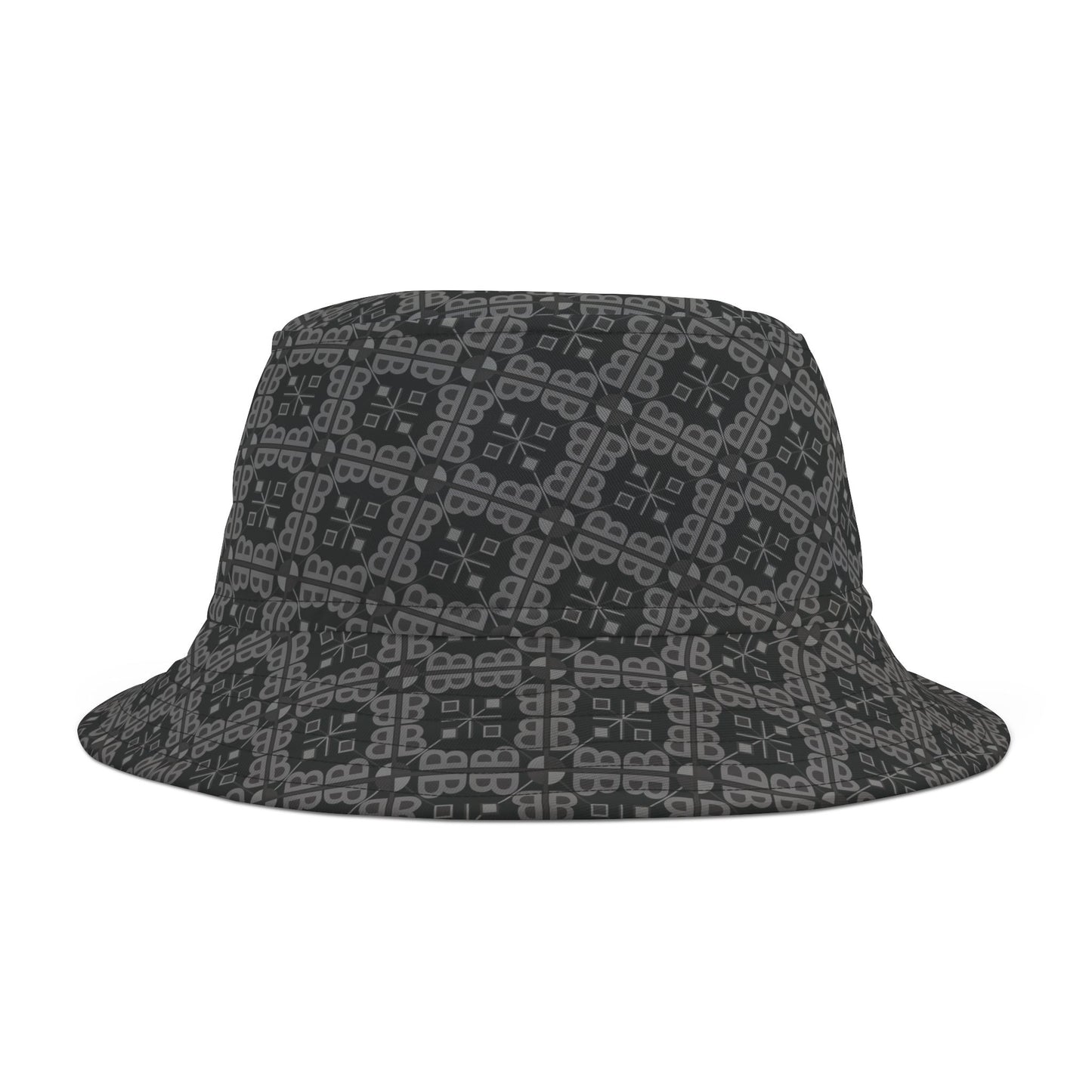 Letter Art - B - Gray - Black 000000 - Bucket Hat (AOP)