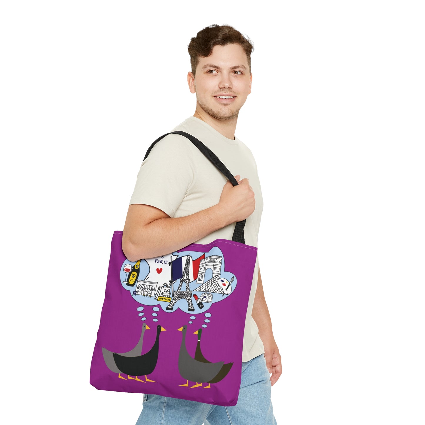 Ducks dreaming of Paris - Deep Magenta B805AE - Tote Bag