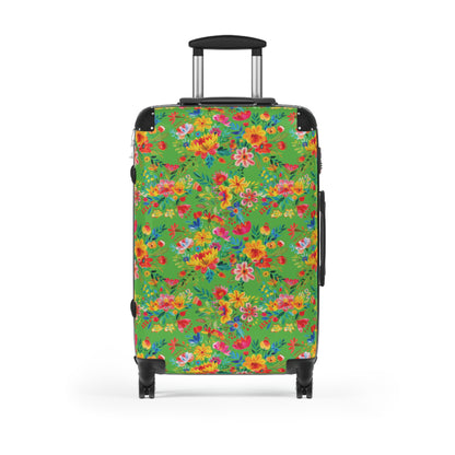 Bright Bold Watercolor Flowers - Bright Apple Green 56BD00 - Suitcase