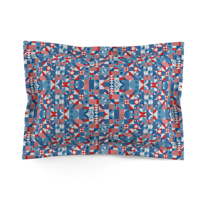 Red White and Blue Bold Pattern - Oil Paint Texture - Microfiber Pillow Sham