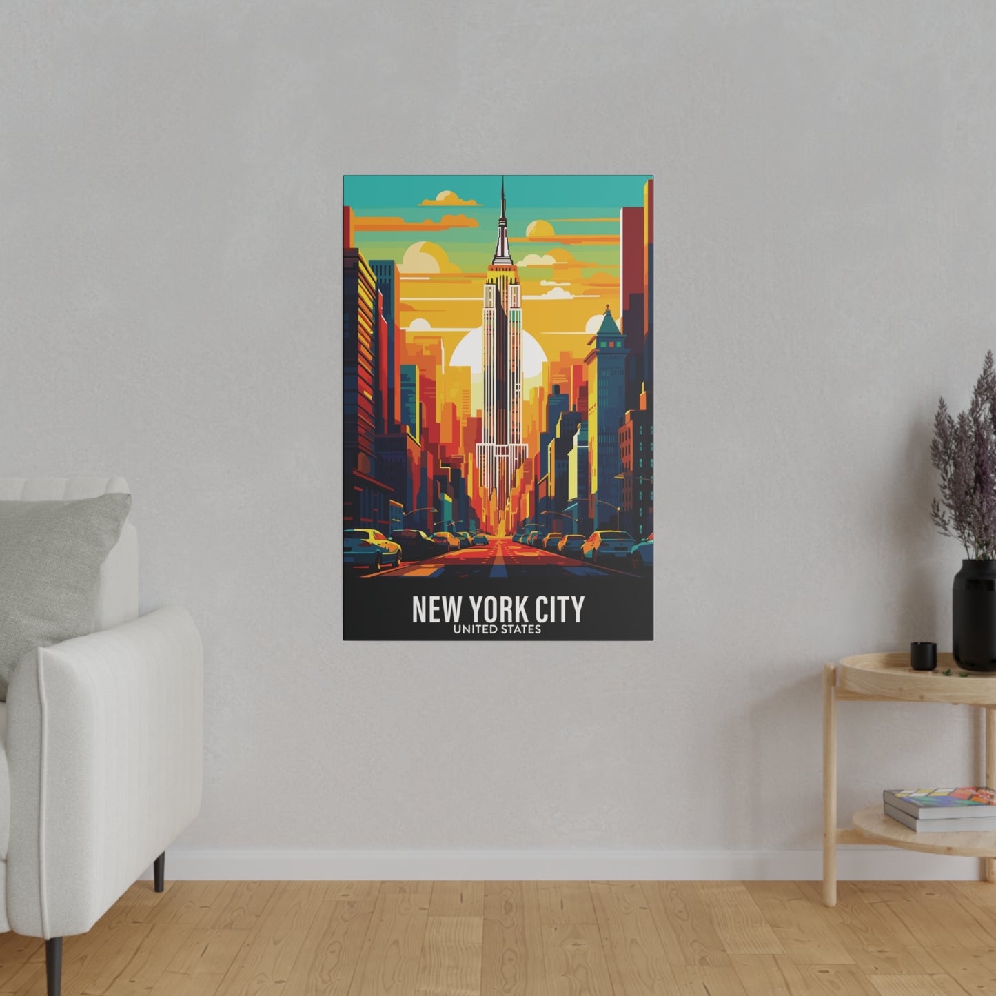 New York City - United States - Black 000000 - Matte Canvas, Stretched, 0.75"