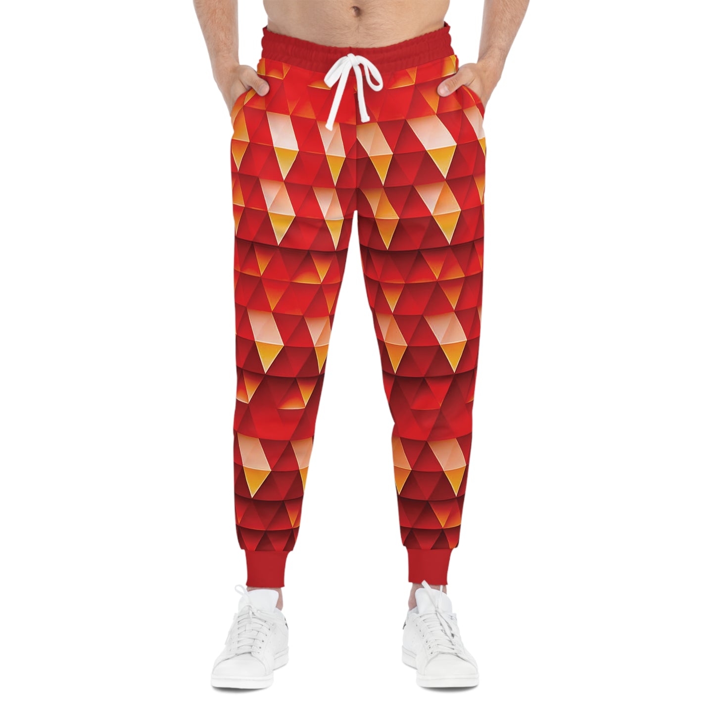 Geometric Flame - Red Triangles - Boston University Red d00000 - Athletic Joggers