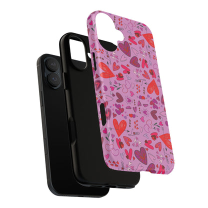 Heart Doodles - Fuschia Pink ff8eff - Tough Cases