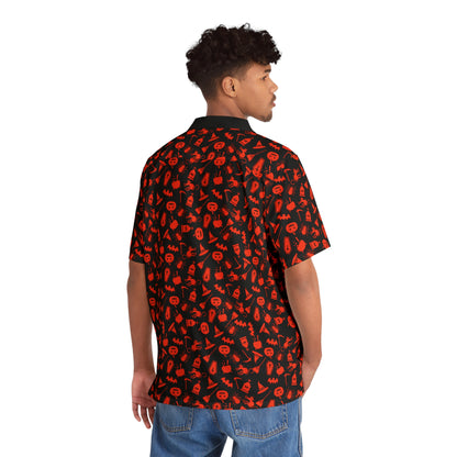 Halloween Scaries - Orange - Black 000000 - Men's Hawaiian Shirt