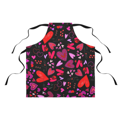 Heart Doodles - Black 000000 - Apron