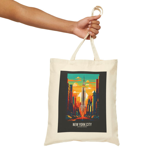 New York City - United States - Black 000000 - Cotton Canvas Tote Bag