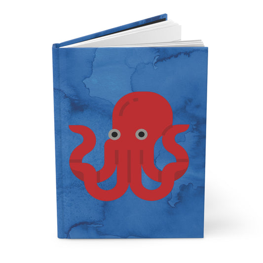 Big Octopus - Dark Blue Watercolor - Hardcover Journal Matte