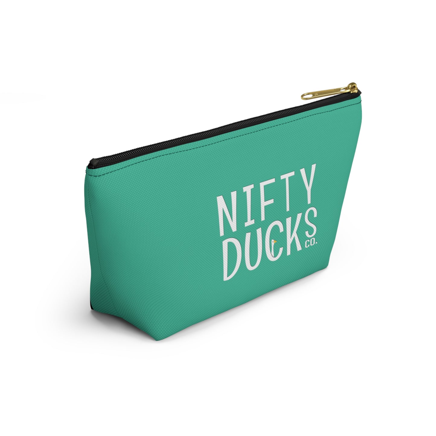 Nifty Ducks Co. Logo2 - ducks - Turquoise 12d3ad - Accessory Pouch w T-bottom