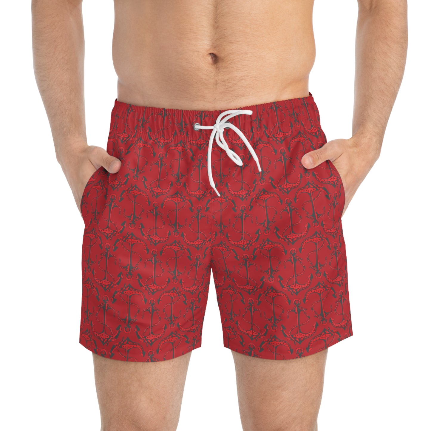 Anchors Away - Red - Dark Red ca1028 - Swim Trunks