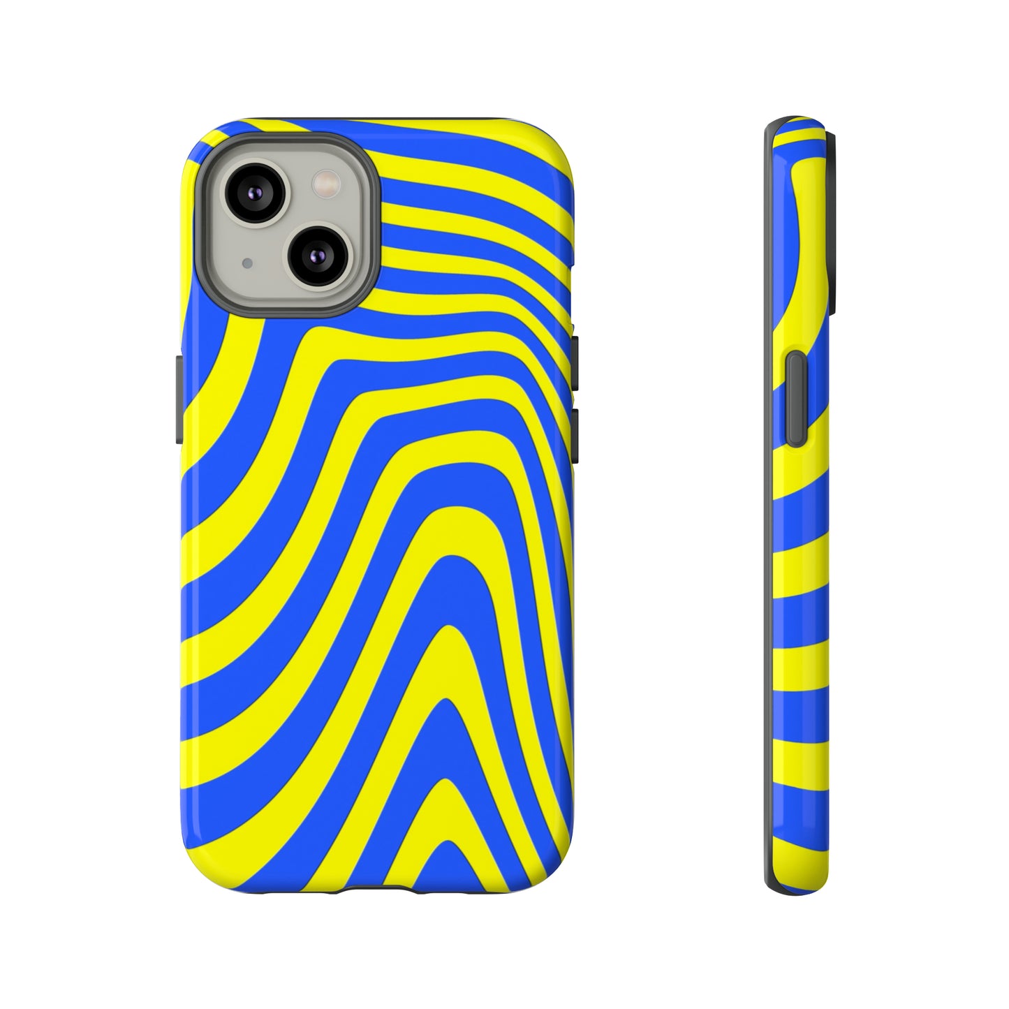 Retro wavy - yellow and blue - Tough Cases