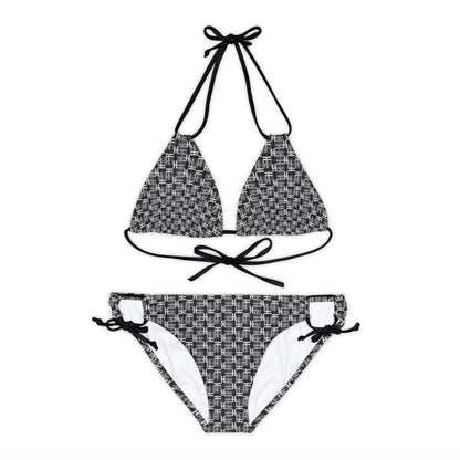 Letter Art - H - Gray - Black 000000 - Strappy Bikini Set