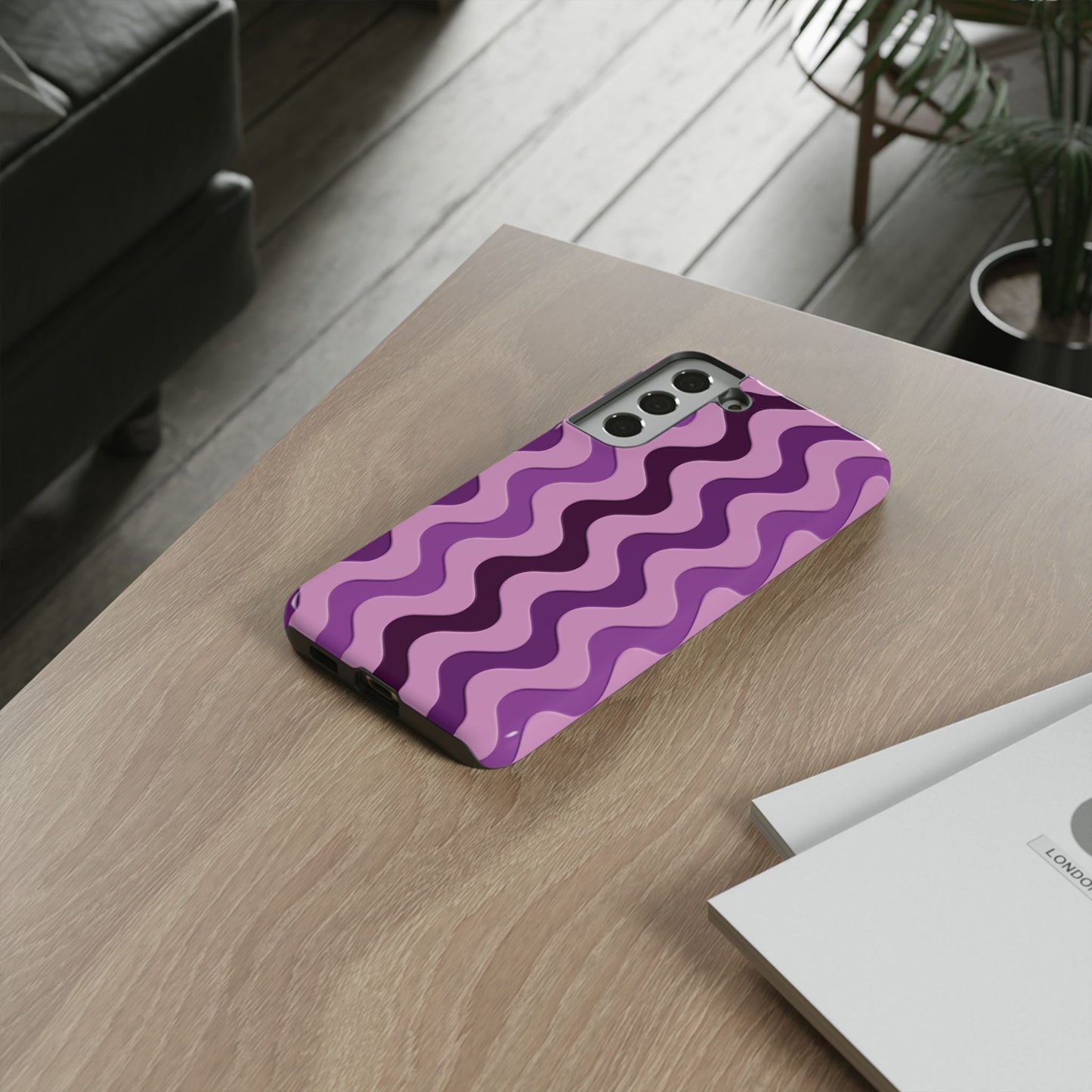 Vertical retro wavy purple and pink - Tough Cases