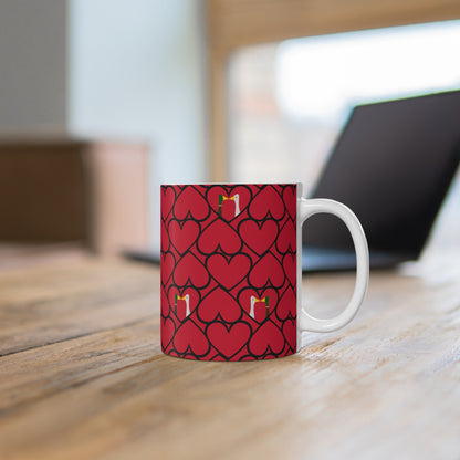 Ducks in hearts - Fire Engine Red c8092e - Mug 11oz